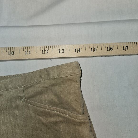 Talbots Chino Front Pleat Knee Length Khaki Tan Skirt Stretch Pockets Size 4 - Picture 6 of 8